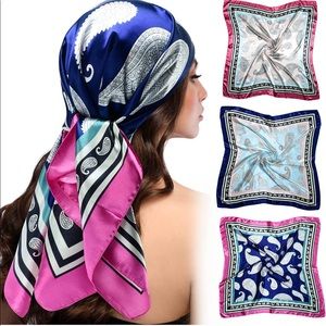 Satin Square Scarves Neck Hair Head Scarf 2 for 30